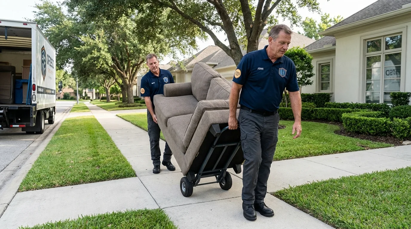 Local residential moving crew loading furniture in Pawtucket, RI